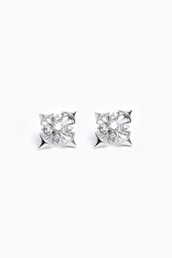Calla Cross Studs - Silver