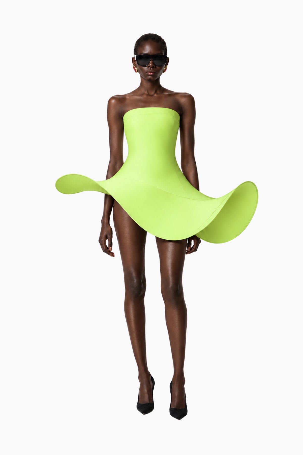 Green Asymmetric Hoop Skirt