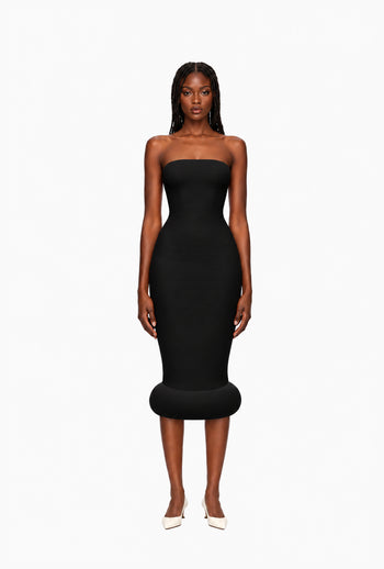 Black Strapless Bubble Cloud Dress