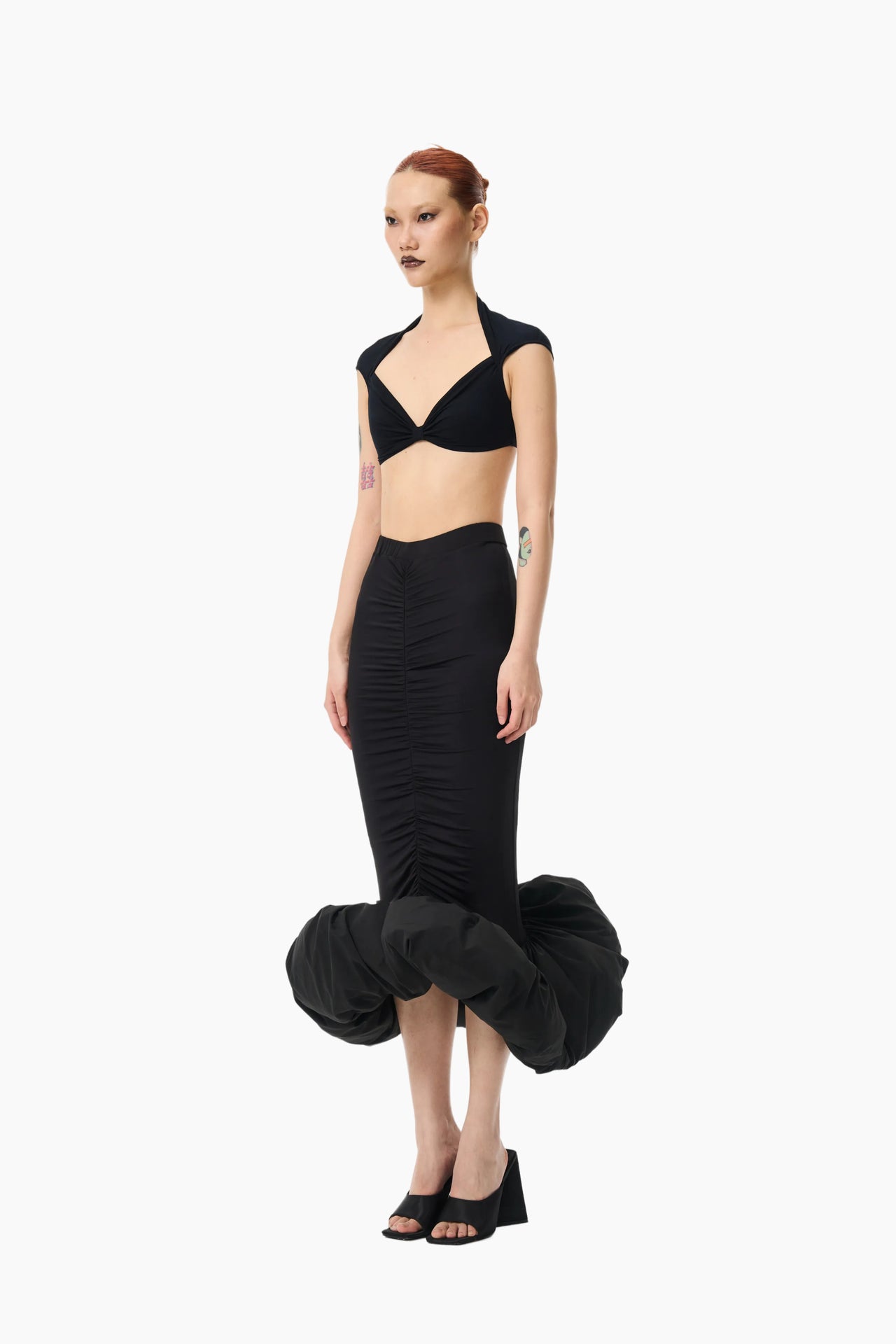 Cloud Ruche Midi Skirt