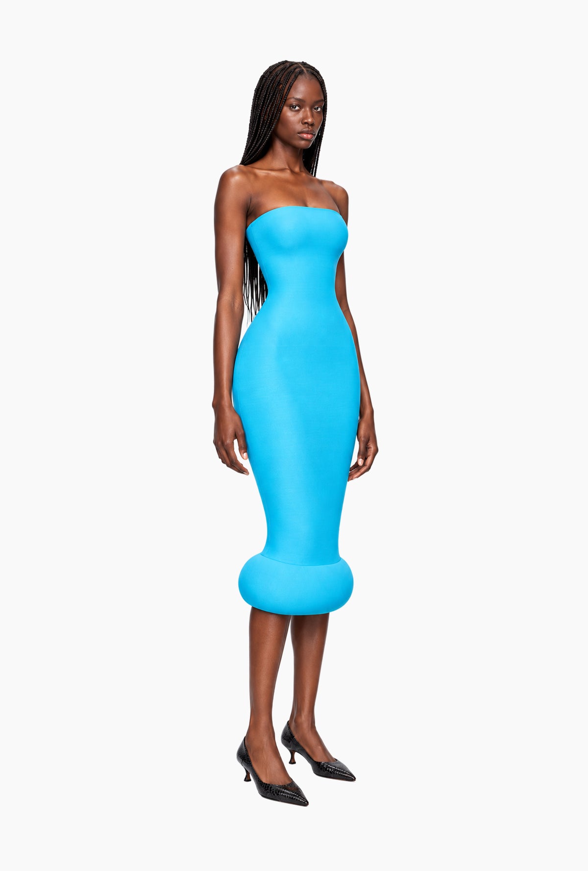 Blue Strapless Bubble Cloud Dress
