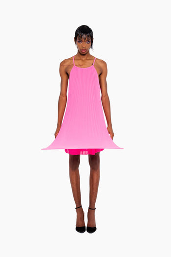 Lampshade Pleated Dress Pink