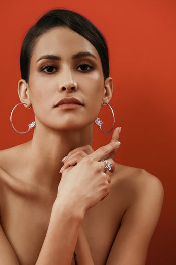 Lily Cross Hoops - Silver