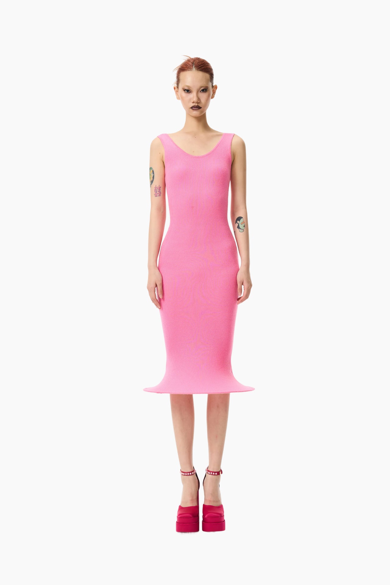 Siren Mermaid Dress Double Strap Pink