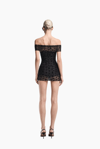 BLACK POLKA DOTS MINI DRESS