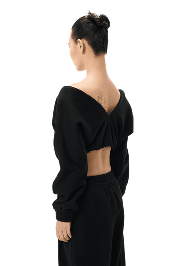 V-neck Padded-shoulder Sweatshirt