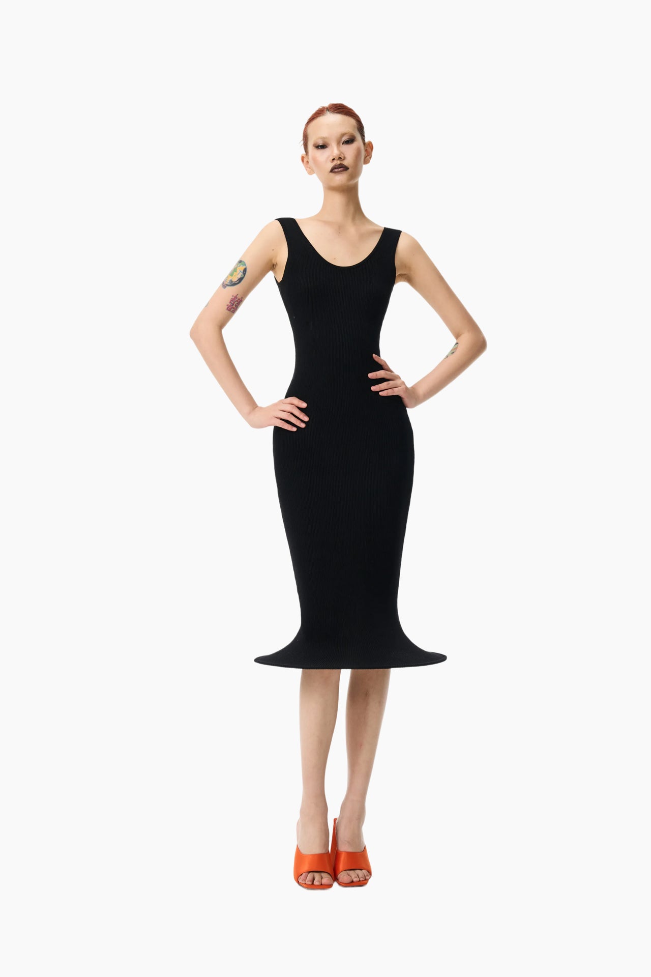 Siren Mermaid Dress Double Strap Black