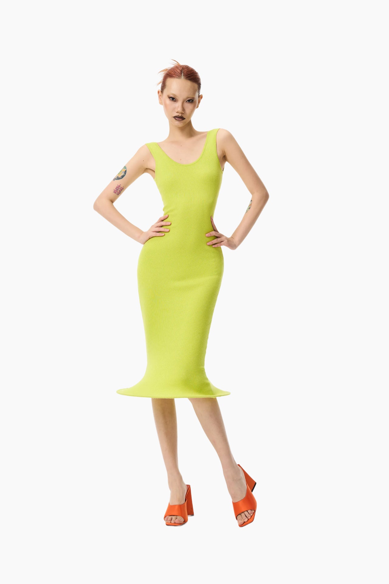 Siren Mermaid Dress Double Strap Neon