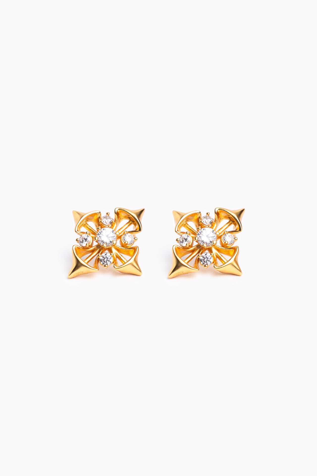 Lily Cross Studs - Gold