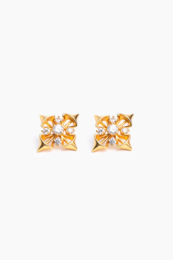 Lily Cross Studs - Gold