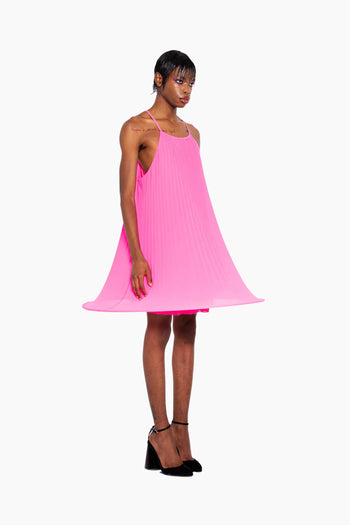 Lampshade Pleated Dress Pink