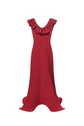 Floral Wavy Pleated Dress