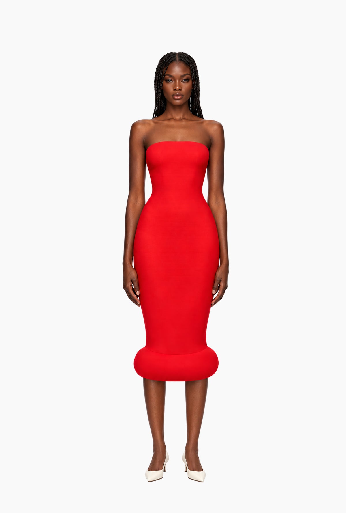 Red Strapless Bubble Cloud Dress