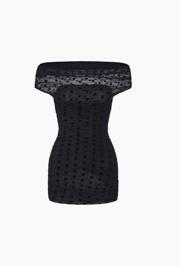 BLACK POLKA DOTS MINI DRESS