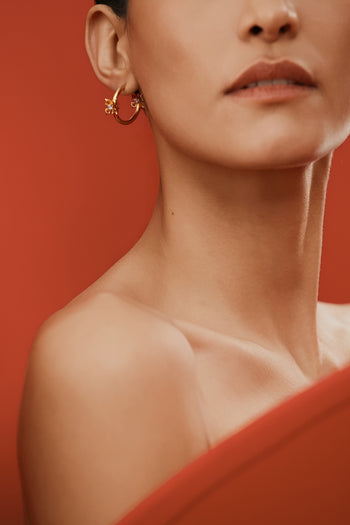 Lily Cross Mini Hoops - Gold