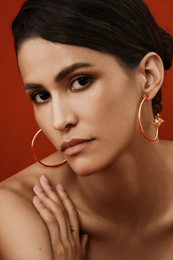 Lily Cross Hoops - Gold