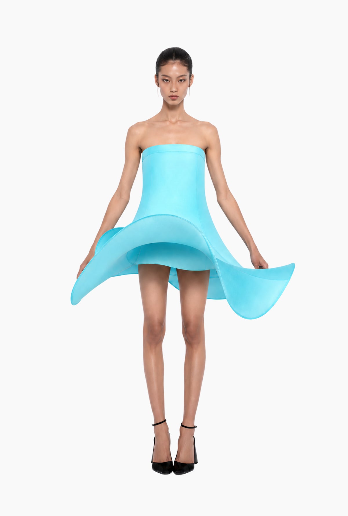 Blue Asymmetric Hoop Skirt
