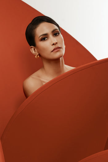 Lily Cross Mini Hoops - Gold