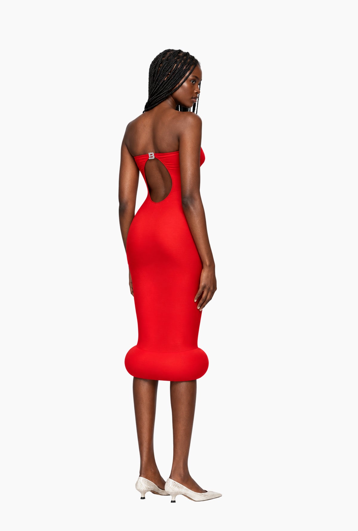Red Strapless Bubble Cloud Dress