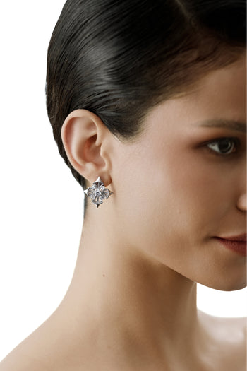 Calla Cross Studs - Silver