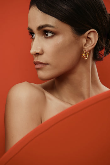 Lily Cross Mini Hoops - Gold