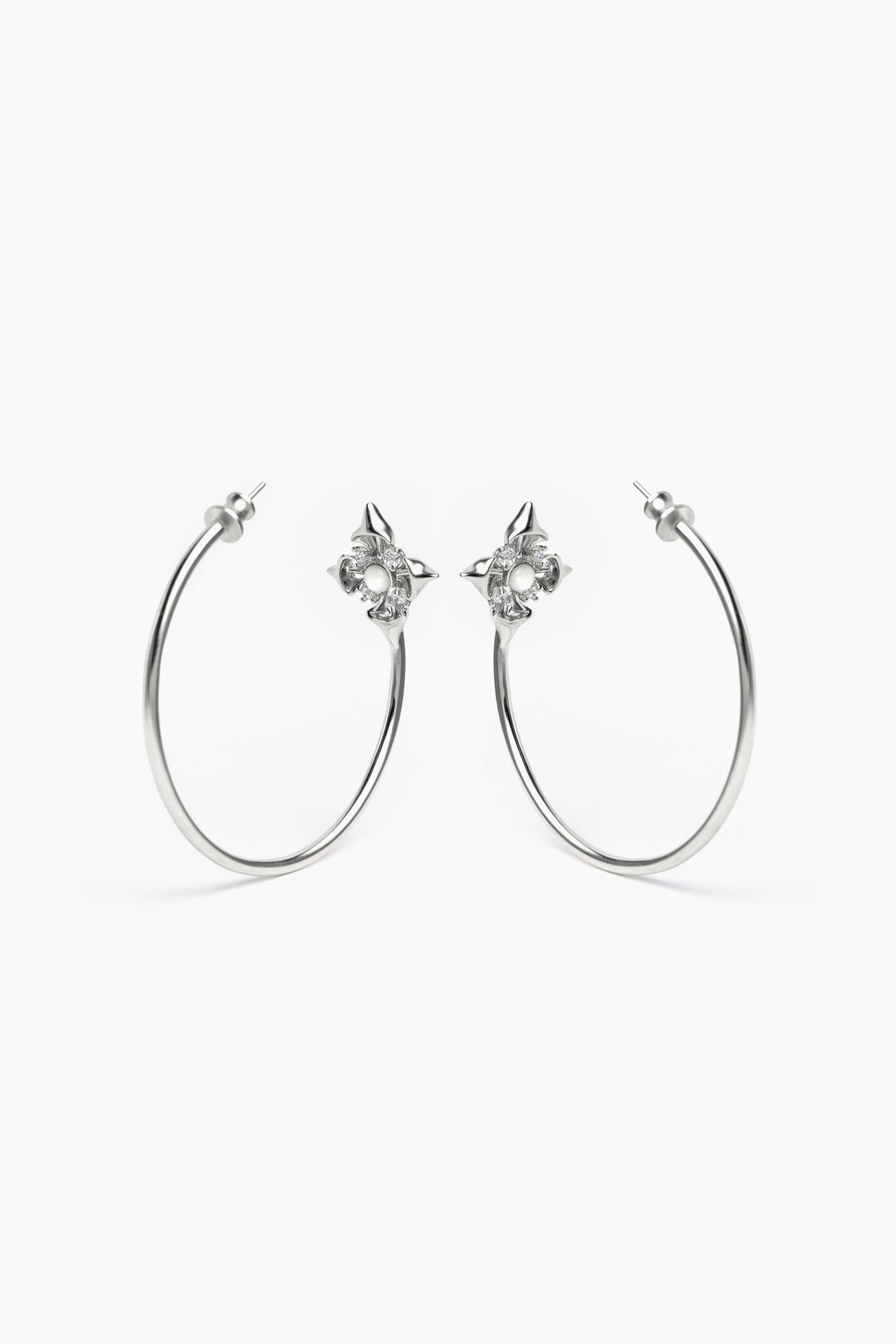 Lily Cross Hoops - Silver