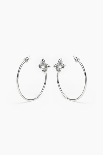 Lily Cross Hoops - Silver