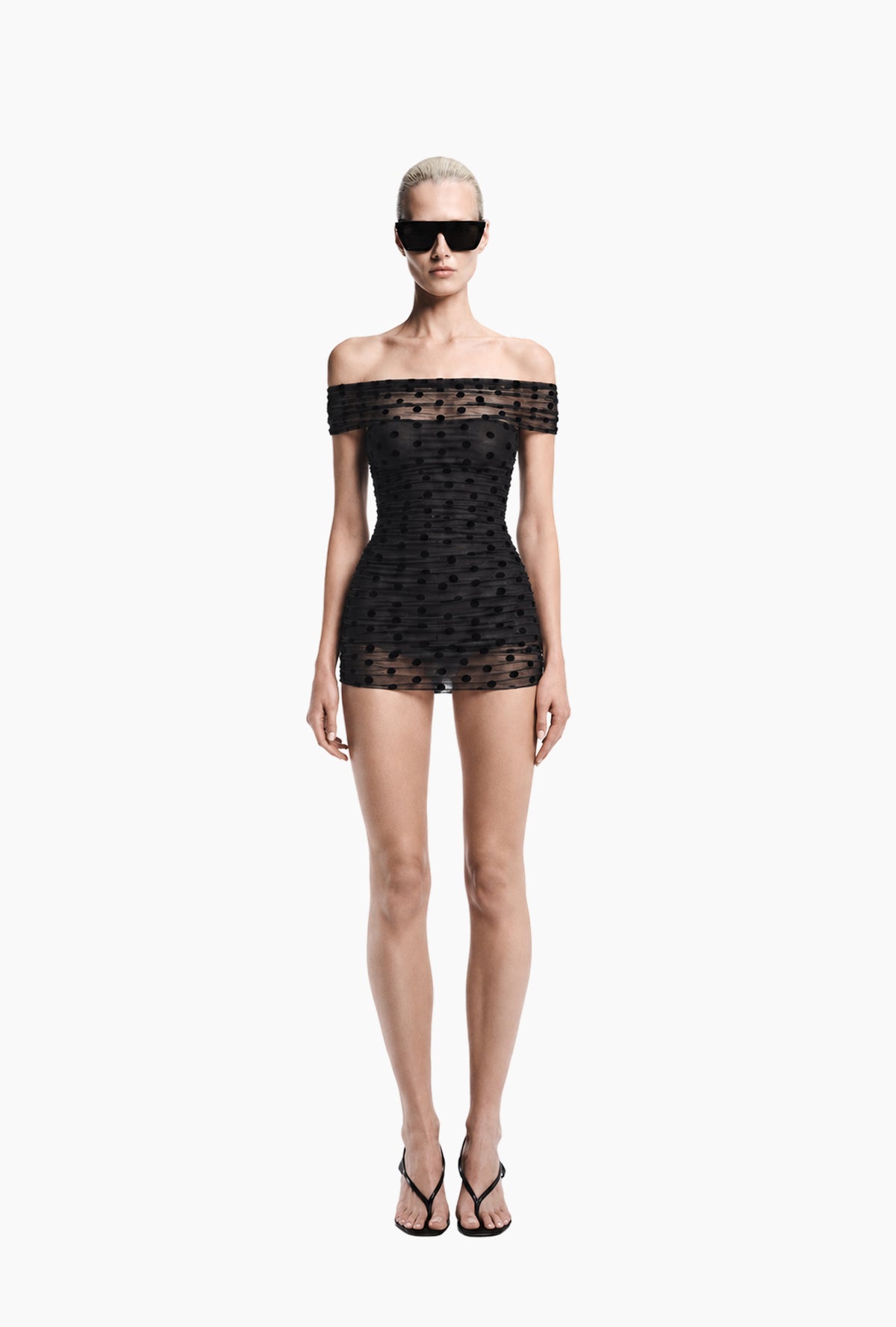 BLACK POLKA DOTS MINI DRESS