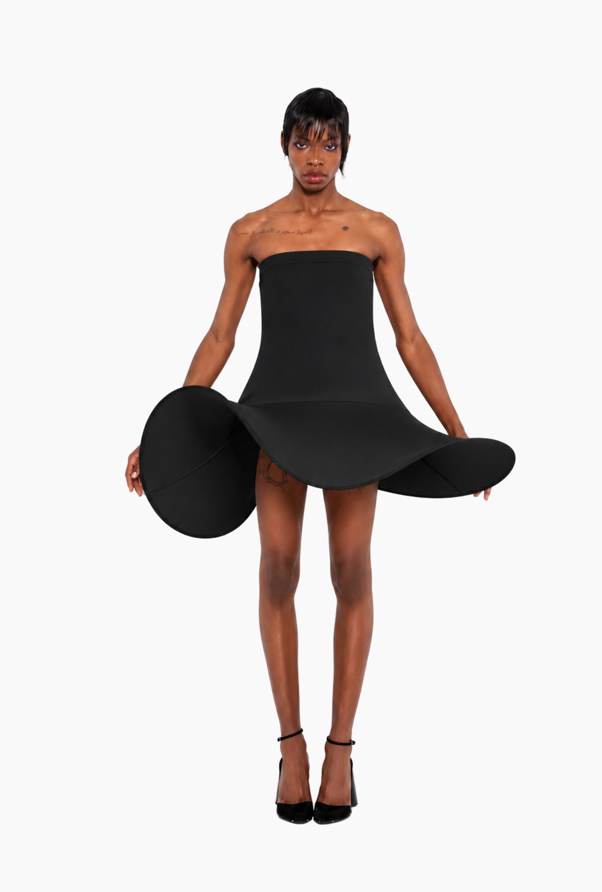 Black Asymmetric Hoop Skirt
