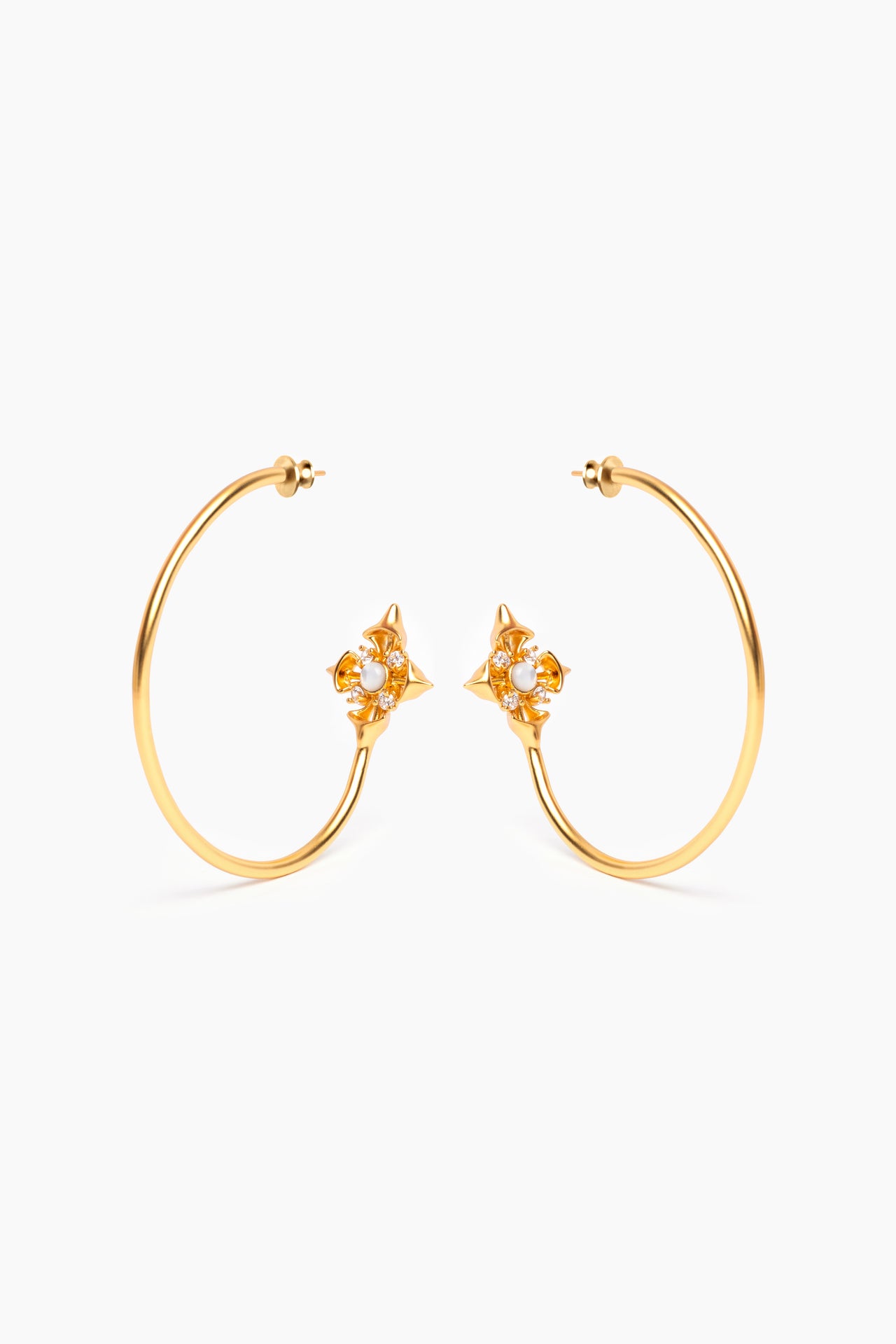 Lily Cross Hoops - Gold