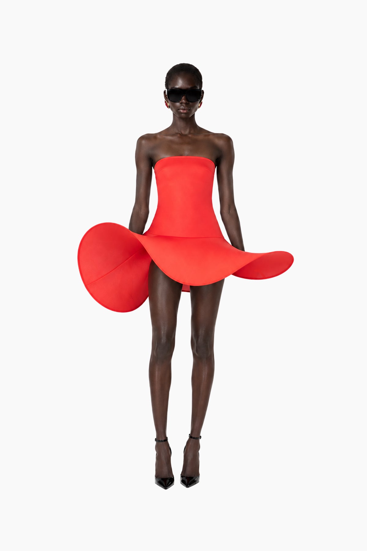 Red Asymmetric Hoop Skirt