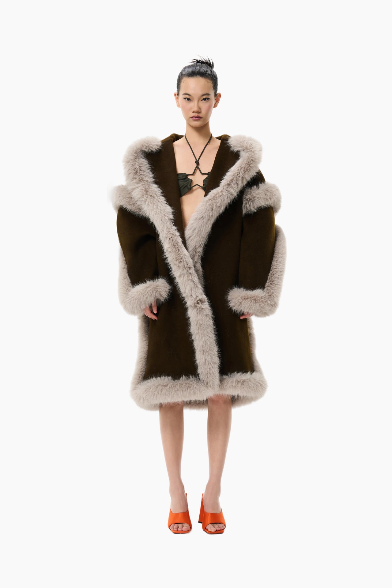The Wool Cocoon Coat Olive Green