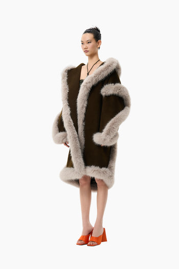 The Wool Cocoon Coat Olive Green