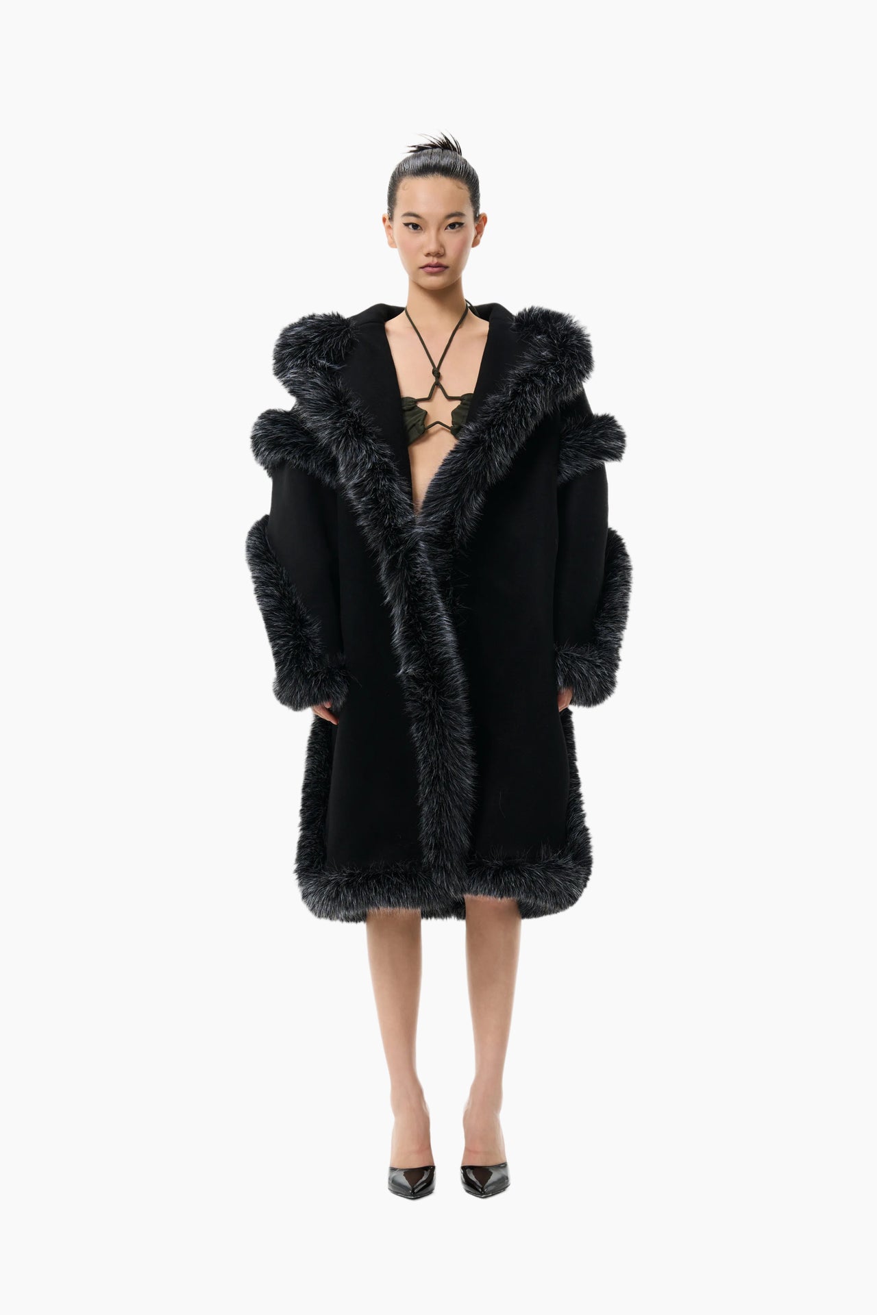 The Wool Cocoon Coat Black