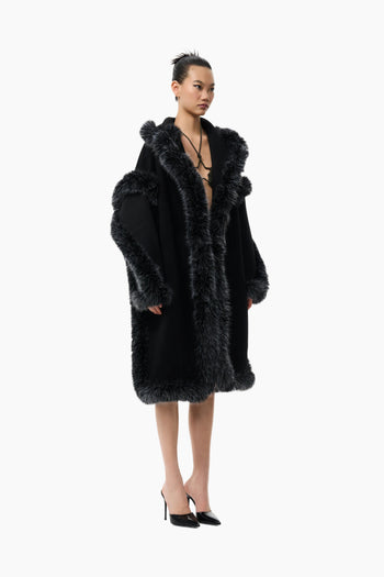 The Wool Cocoon Coat Black